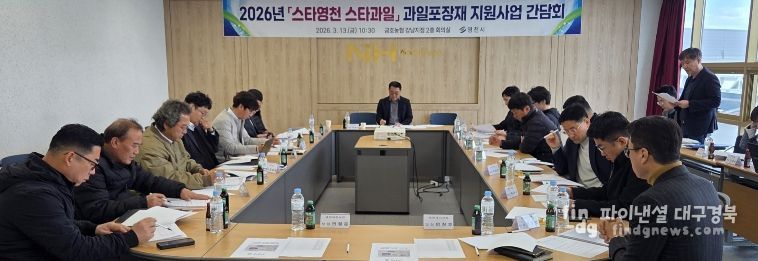 지난 13일 금호농협 강남지점 회의실에서 지역농협 포장재 판매 담당자와 제작업체 관계자 등이 참석한 가운데, '스타영천 스타과일' 과일포장재 지원사업 간담회가 개최됐다.